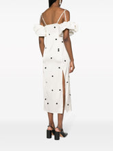 JACQUEMUS Chouchou Polka-Dot Satin Midi Dress White Black