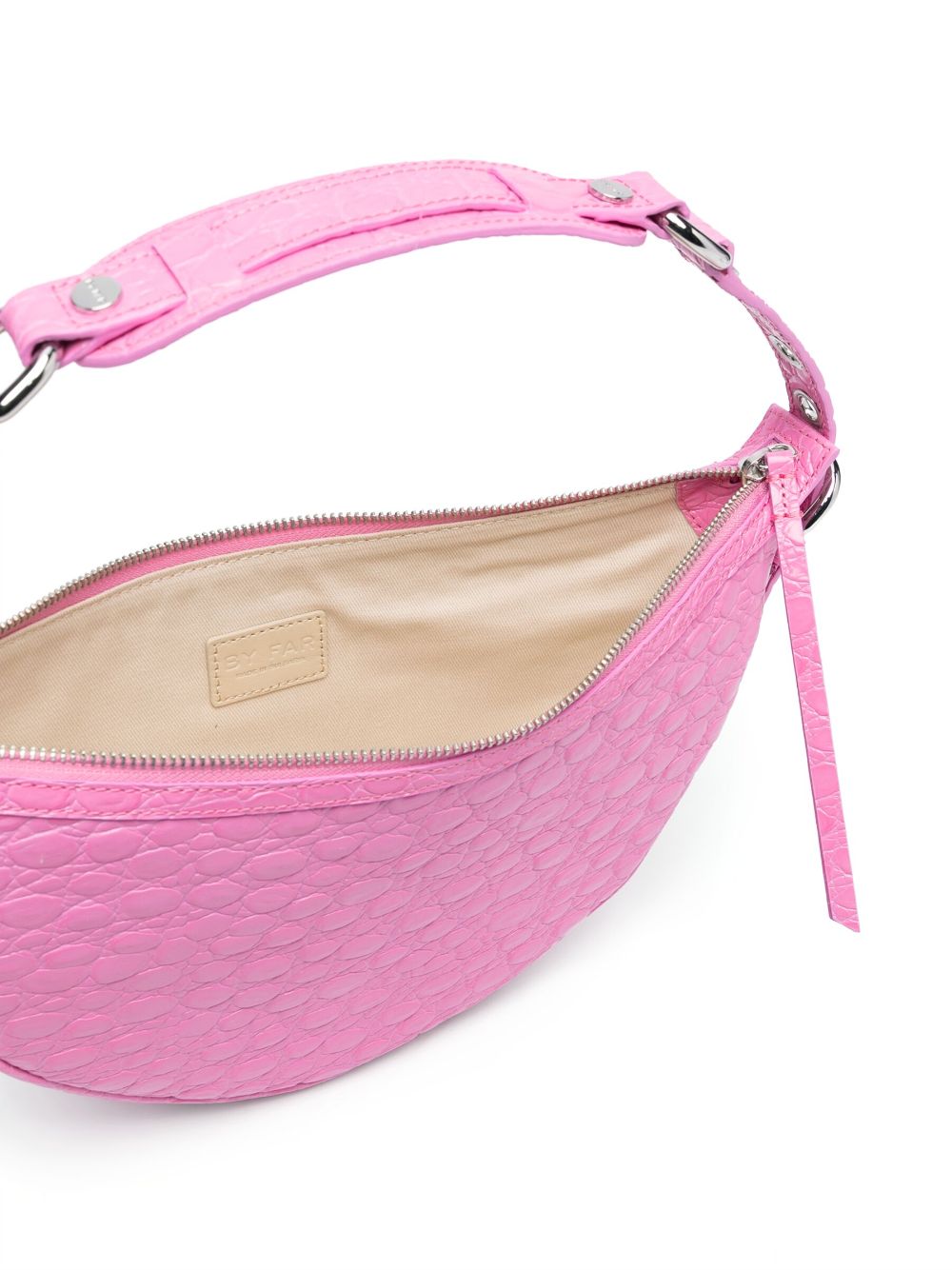 By Far Gib Embossed Crocodile-Effect Shoulder Bag Pink