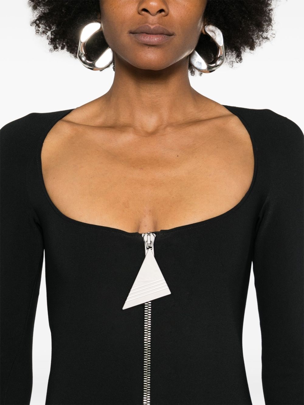 The Attico Black Scoop-Neck Mini Dress With Dart Detailing Black
