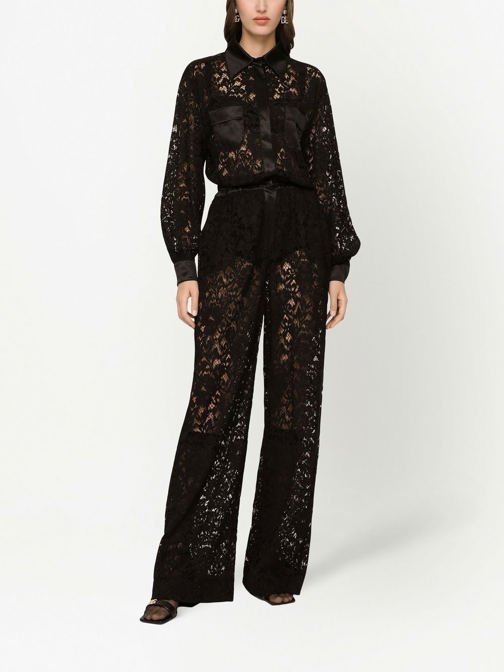 D&G lace-trim long-sleeve jumpsuit
