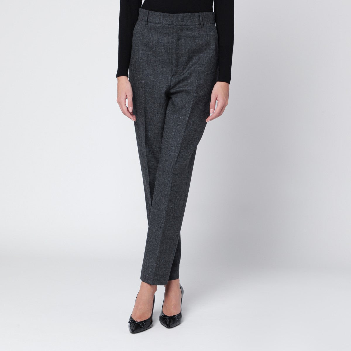 Moschino Grey Wool Pleated Formal Trousers Grey