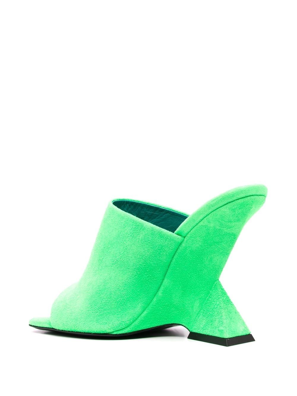 The Attico Cheope 105mm Square-Toe Green Mules with Sculpted Heel Green