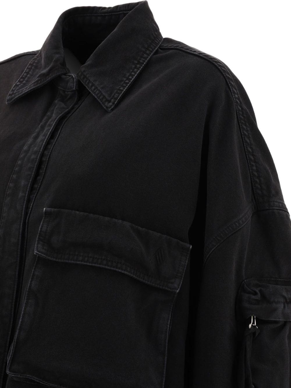 The Attico Cotton Cargo Jacket with Classic Collar Black