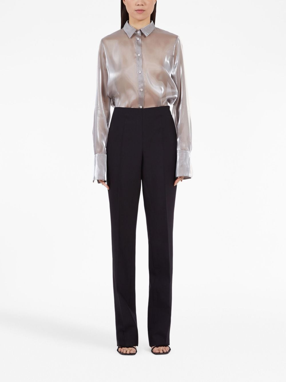 Ferragamo Straight-Leg Wool Trousers Black Black