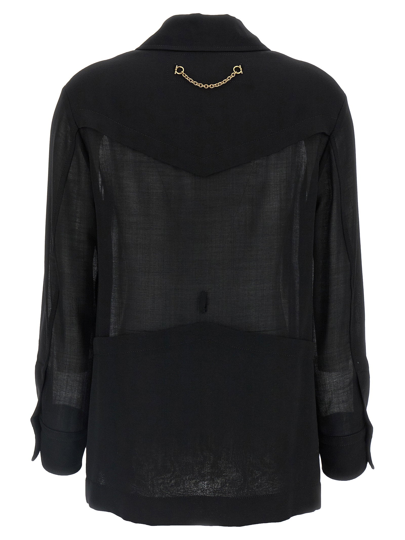 Ferragamo Semi-sheer Wool Jacket Black