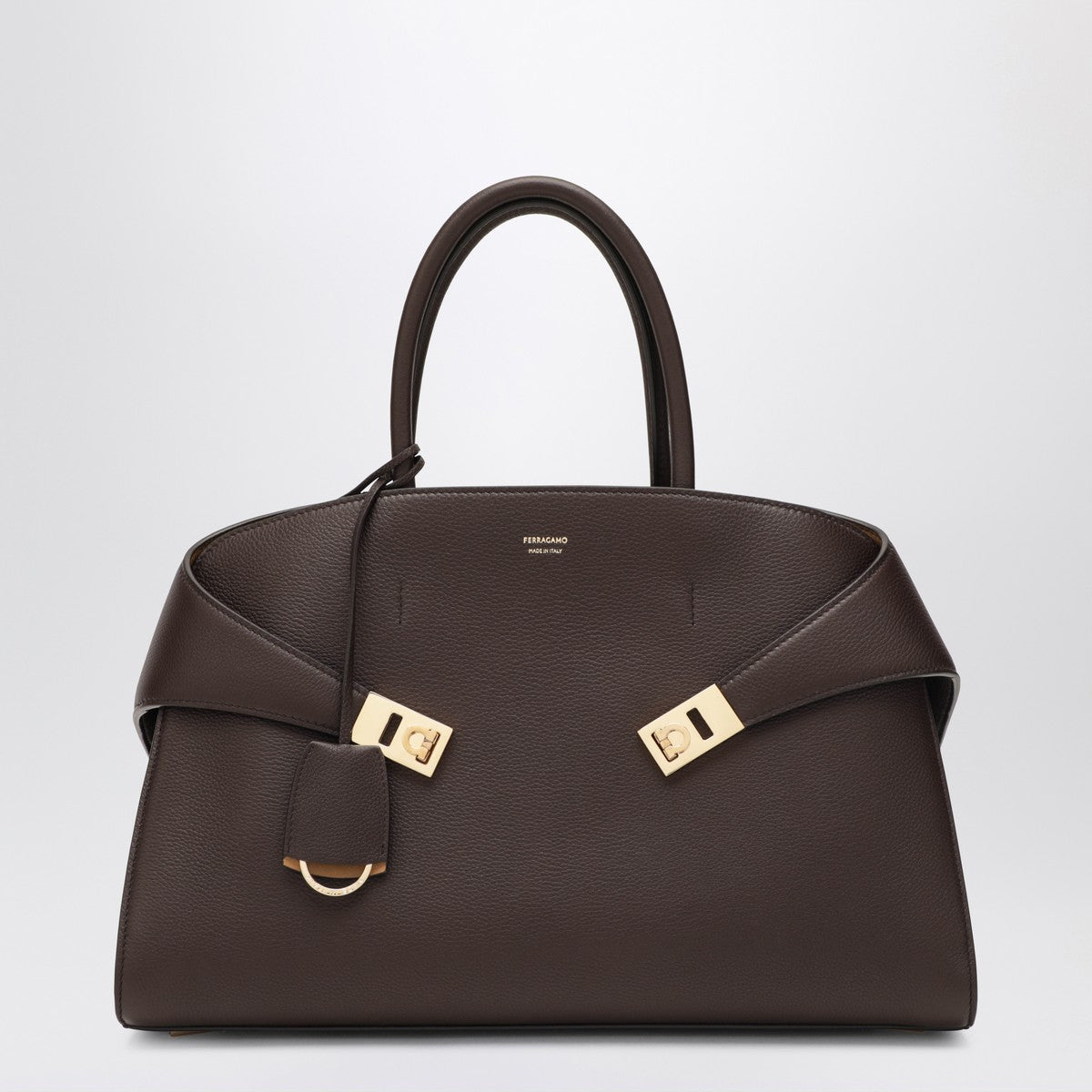 Ferragamo Hug M Leather Handbag Brown