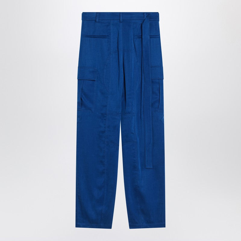 Ferragamo Electric Blue Lyocell Cargo Trousers Blue