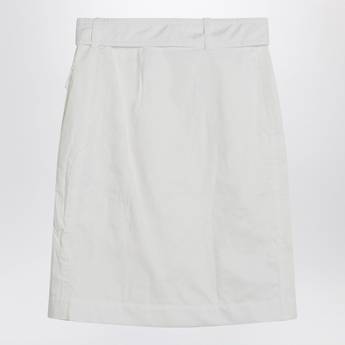Ferragamo White Cotton Blend Wrap Skirt with Flap Pocket White
