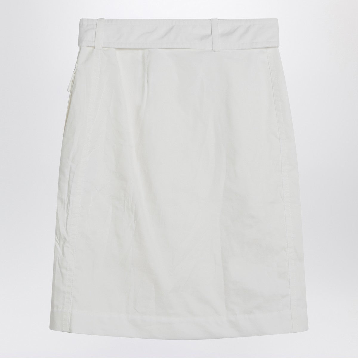 Ferragamo White Cotton Blend Wrap Skirt with Flap Pocket White