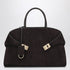 Ferragamo Hug Soft Large Suede Shoulder Bag Brown