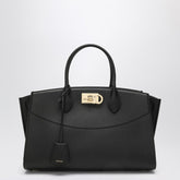 Ferragamo Studio L Large Black Calfskin Handbag Black