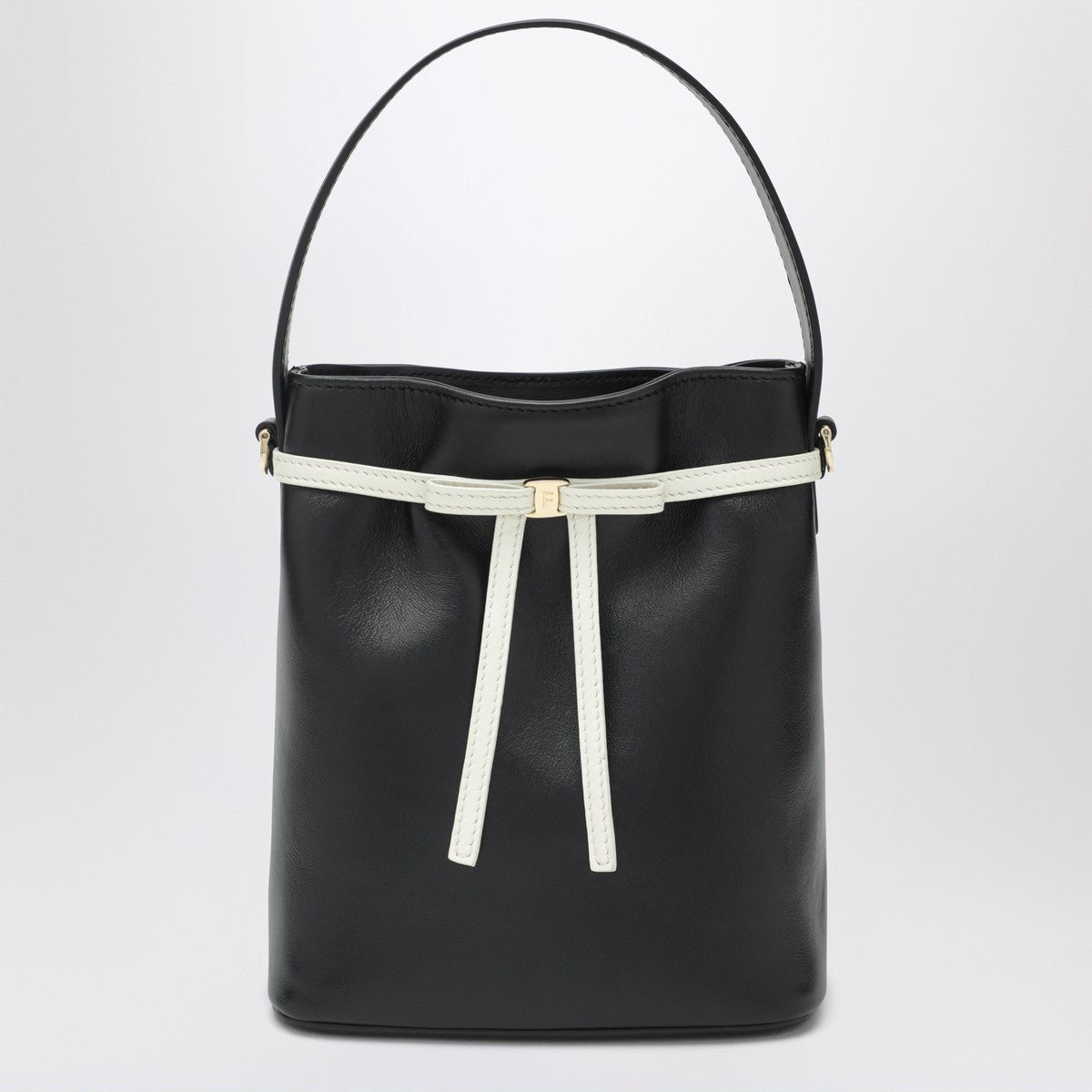 Ferragamo Bucket Bag with Bow Black Leather Black