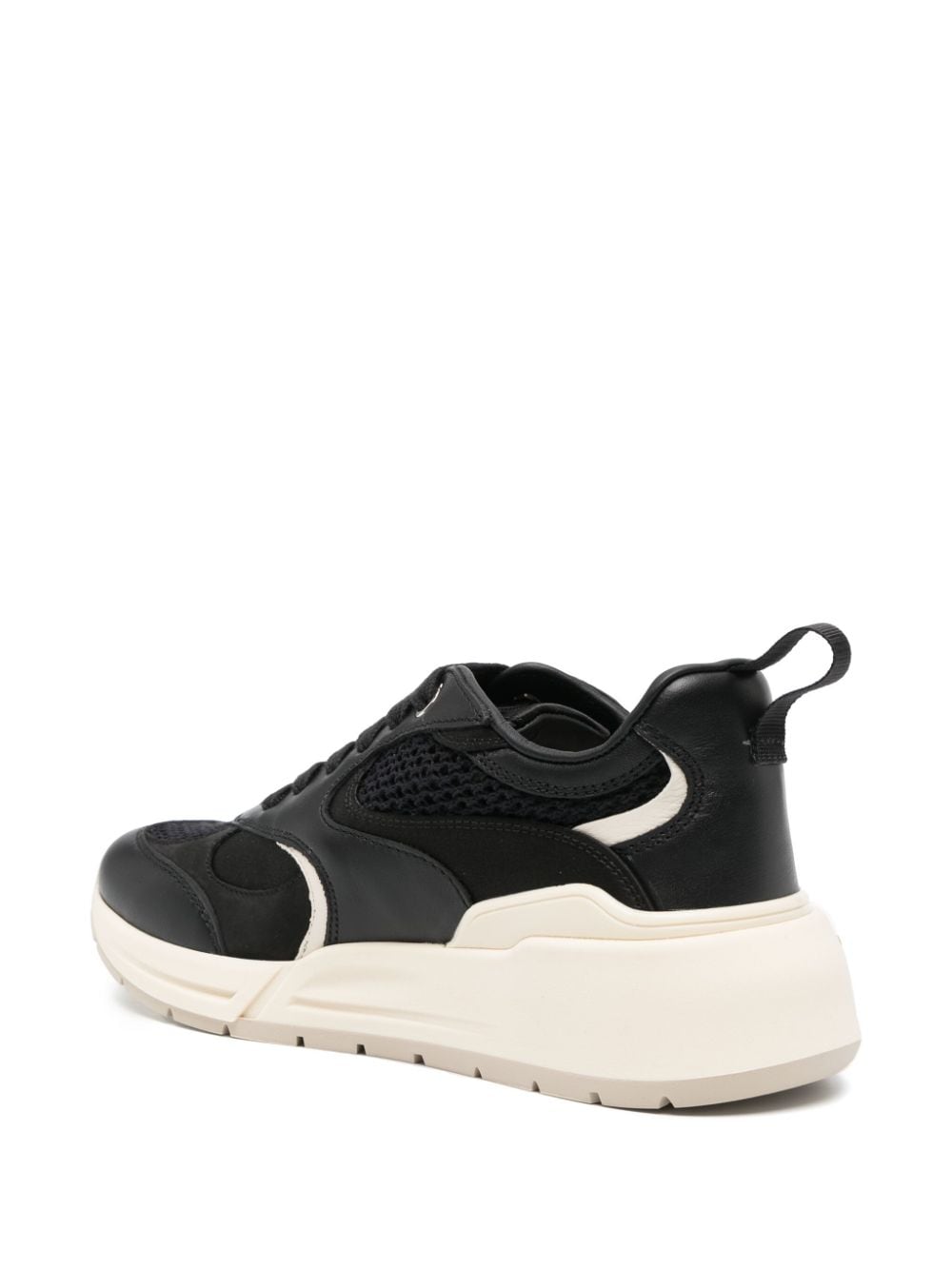 Ferragamo Panelled Almond-Toe Leather Sneakers Black