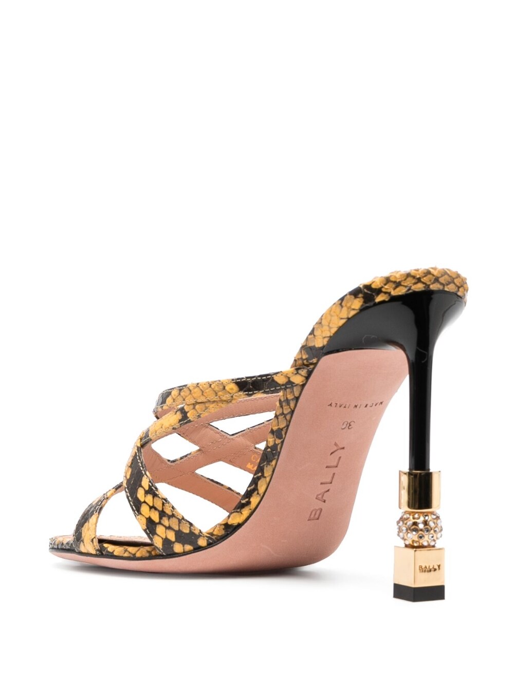 Bally Snakeskin-Print Mules Yellow