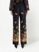 Etro Paisley-Print Straight Silk Trousers Black black