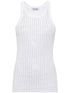 The Attico Ribbed Knit Embellished Scoop Neck Top White