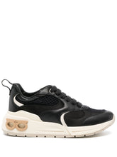 Ferragamo Panelled Almond-Toe Leather Sneakers Black