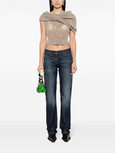 Palm Angels High-Rise Embroidered Denim Jeans Blue Blue