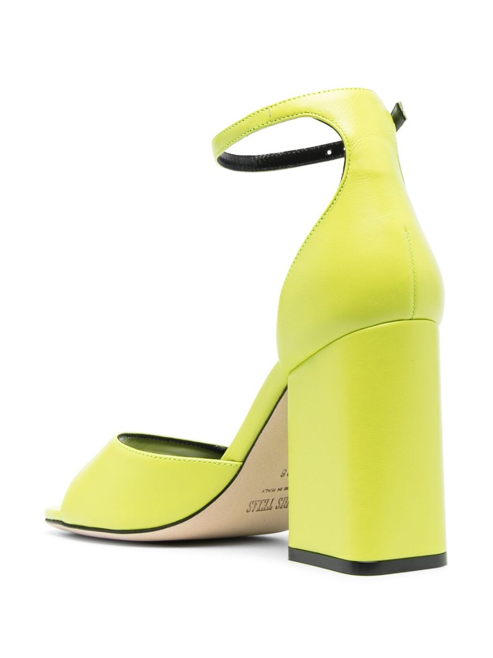 Paris Texas Block-Heel Open-Toe Leather Sandals Green