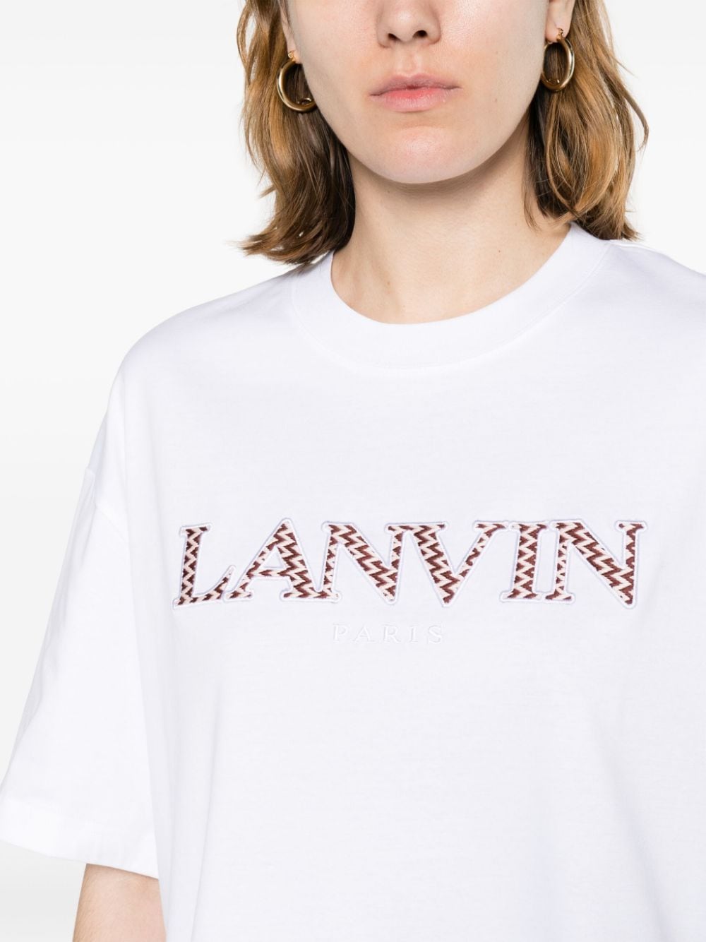 Lanvin Patch-Embellished Cotton Jersey T-Shirt White