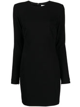 Victoria Beckham Stretch-Crepe Virgin Wool Dress with Shoulder Pads Black