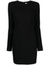 Victoria Beckham Stretch-Crepe Virgin Wool Dress with Shoulder Pads Black
