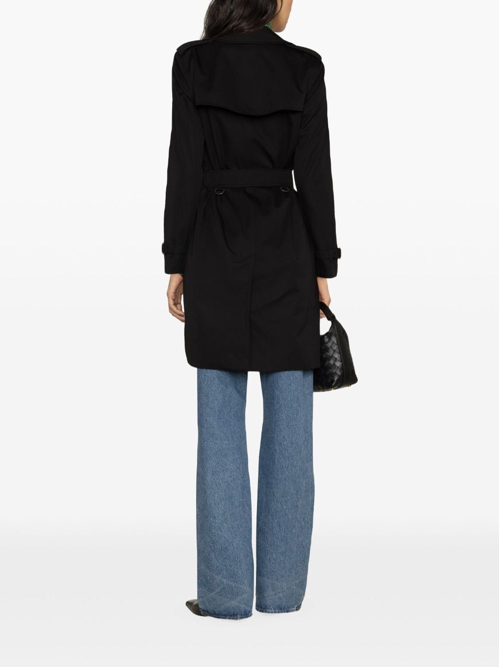 Burberry Double-Breasted Cotton Trench Coat Black