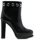 Alexander McQueen Heeled Platform Eyelet Leather Ankle Boots Black