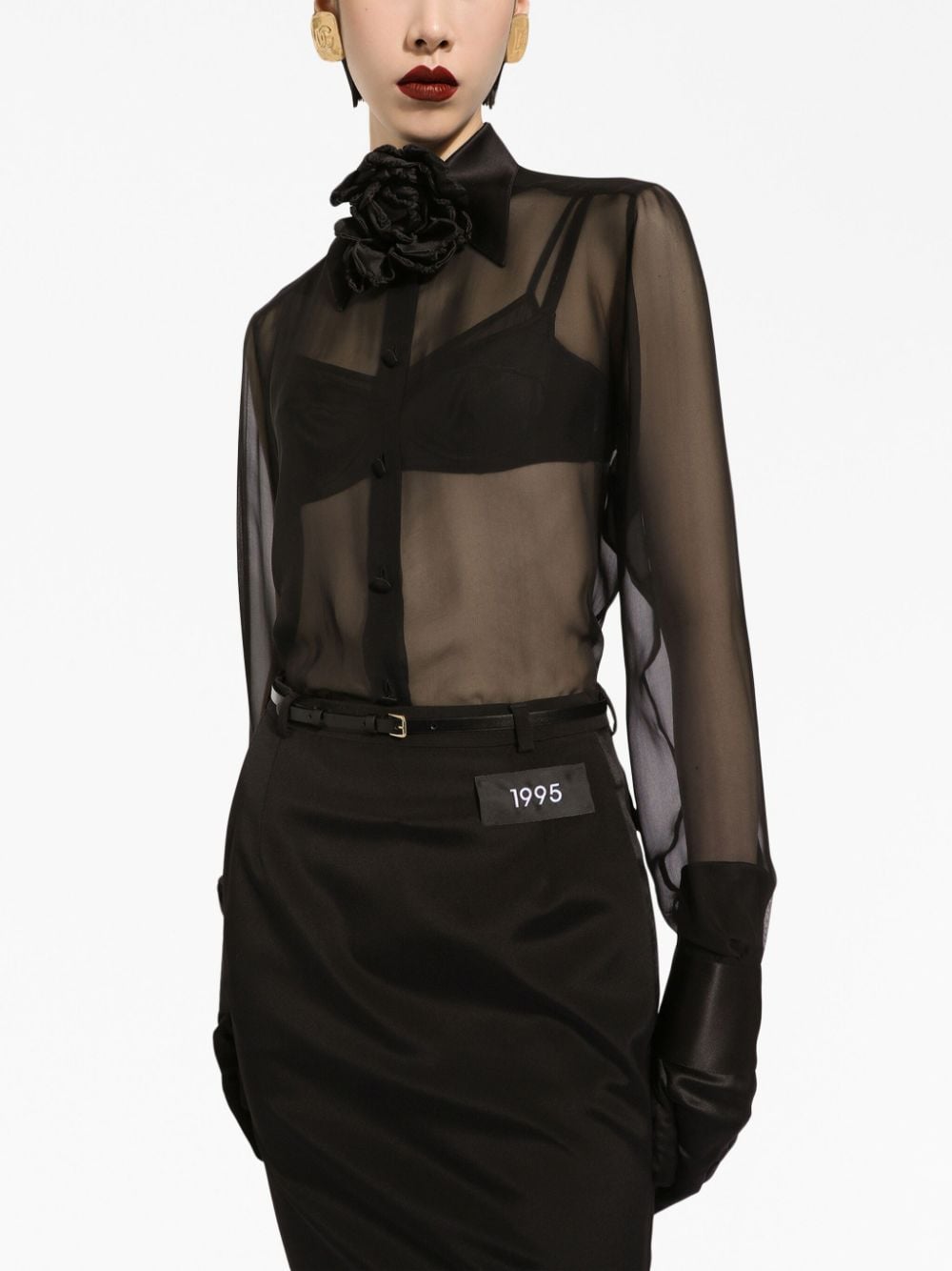 Dolce & Gabbana Semi-Sheer Mesh Shirt Black