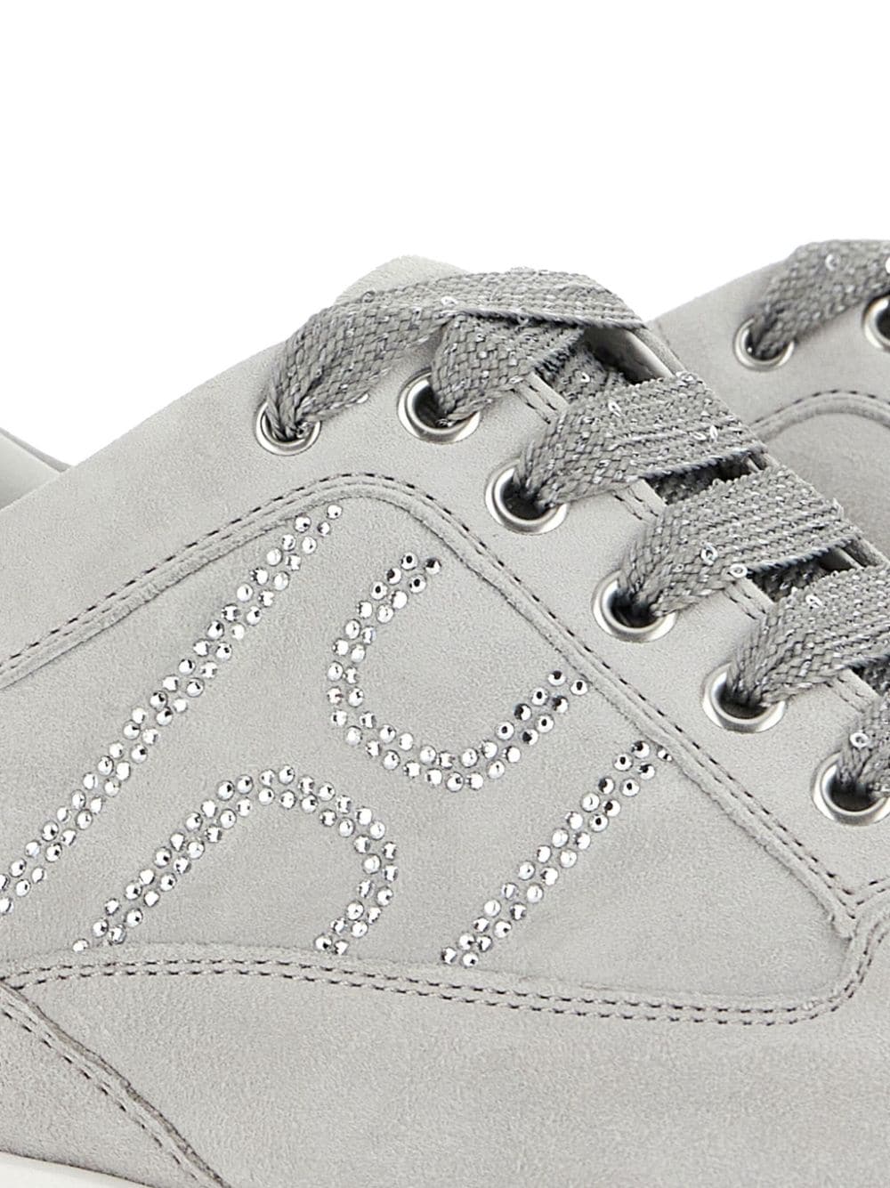 Hogan Pre Interactive Crystal-Embellished Calf Leather Sneakers White White