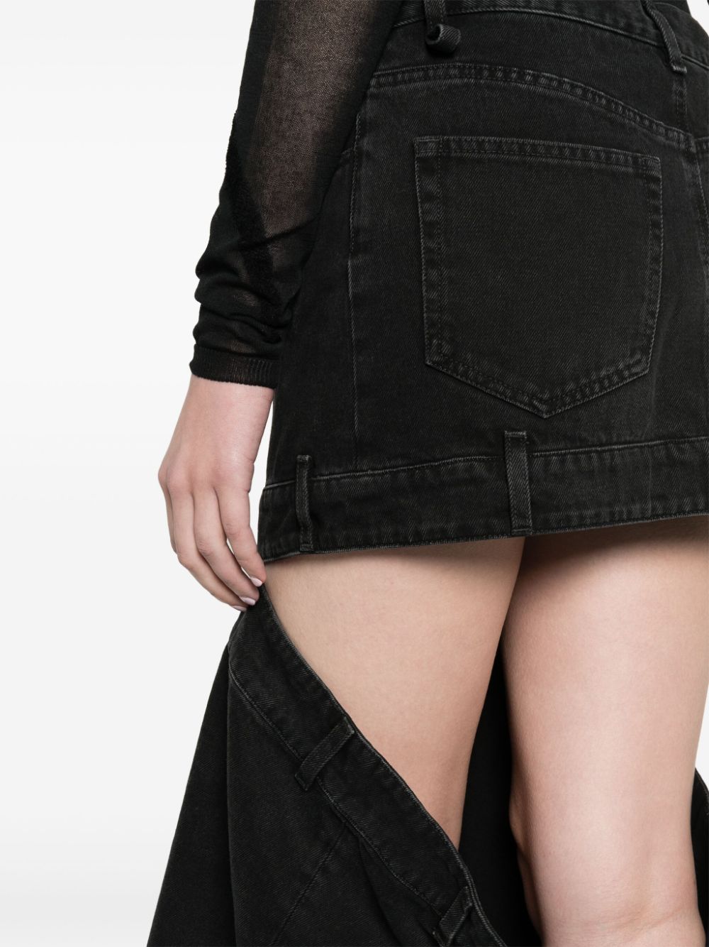 The Attico Cotton Floor-Length Embroidered Cut-Out Skirt Black