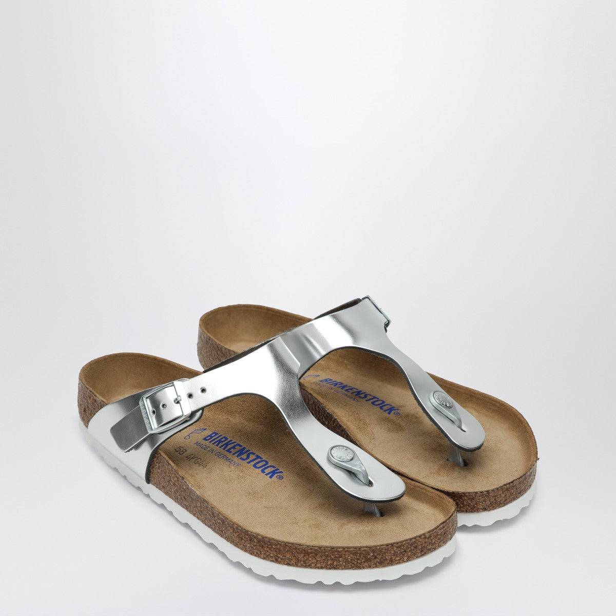 Birkenstock Gizeh Birko-Flor Slide Silver Metal