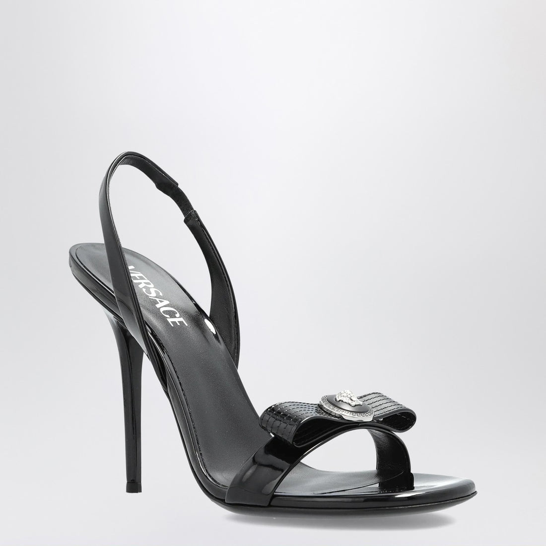Versace Medusa Bow Leather Sandals Black