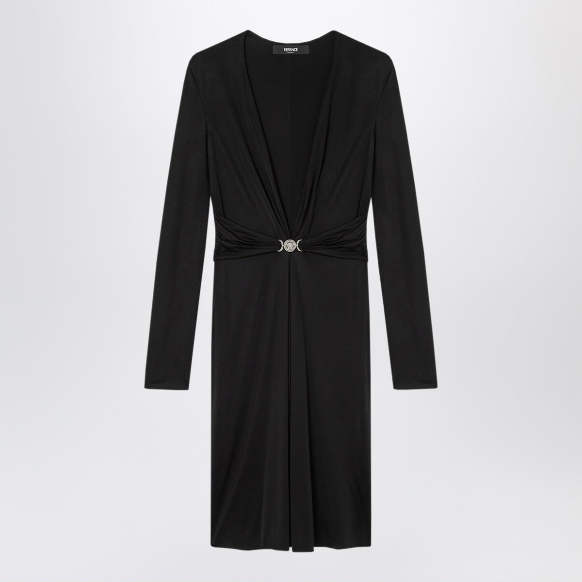 Versace Black Viscose Jersey Midi Dress Black