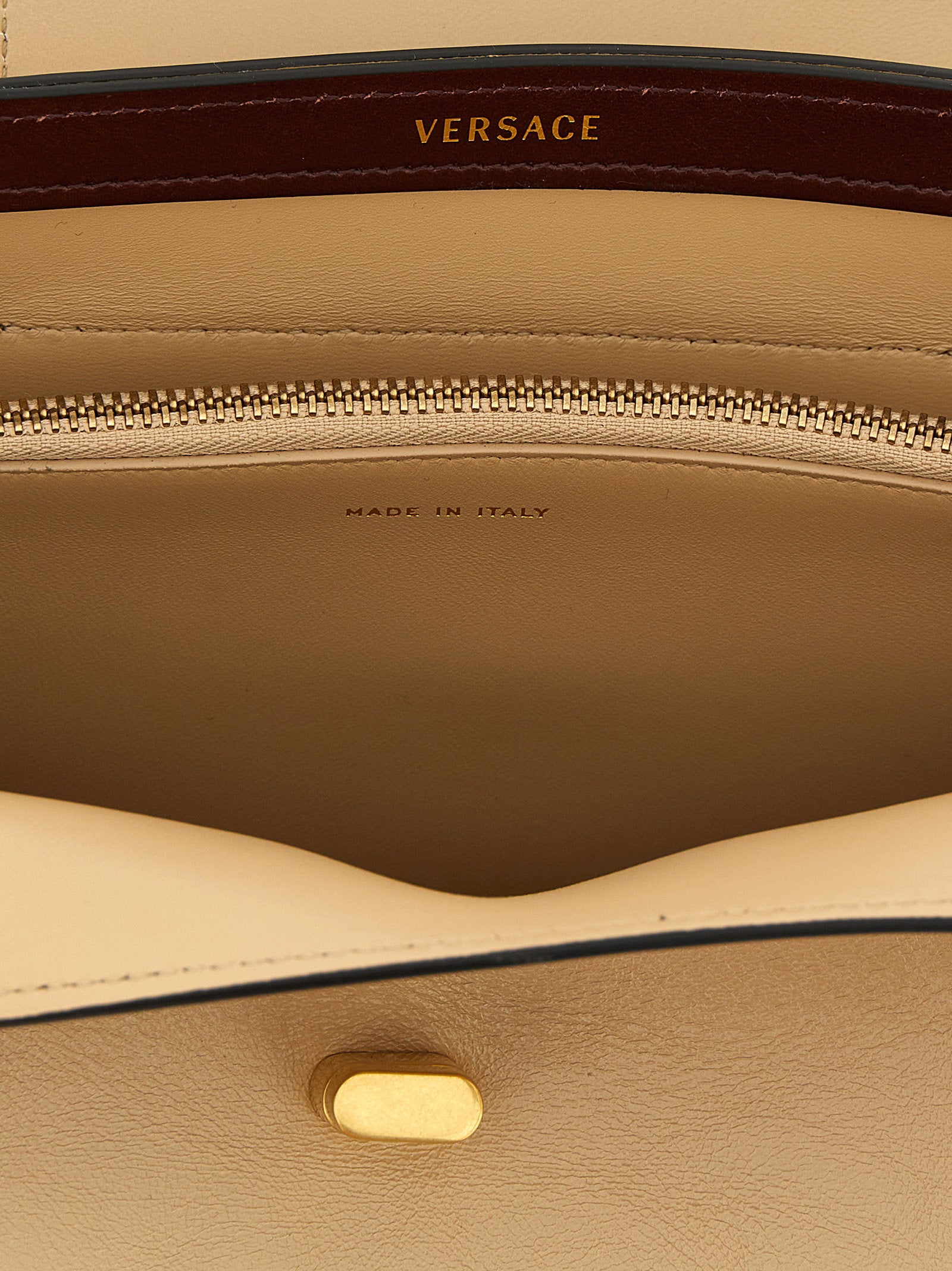 Versace Vivian Leather Shoulder Bag Beige