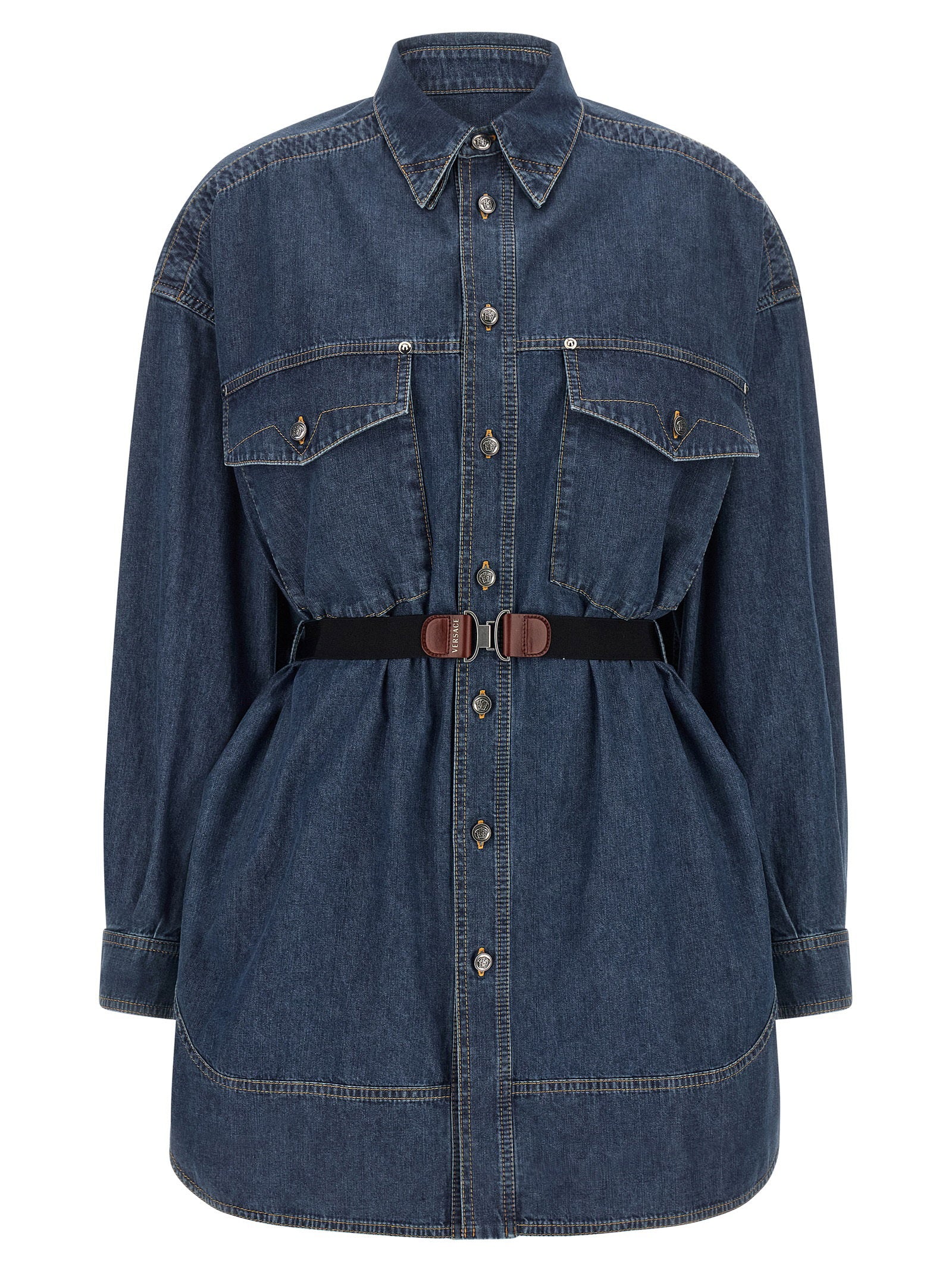 Versace Chambray Denim Dress Blue