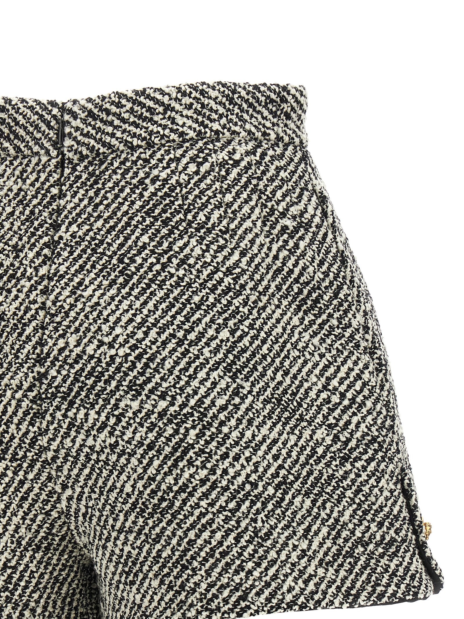 Versace Bouclé Wool Shorts White/black