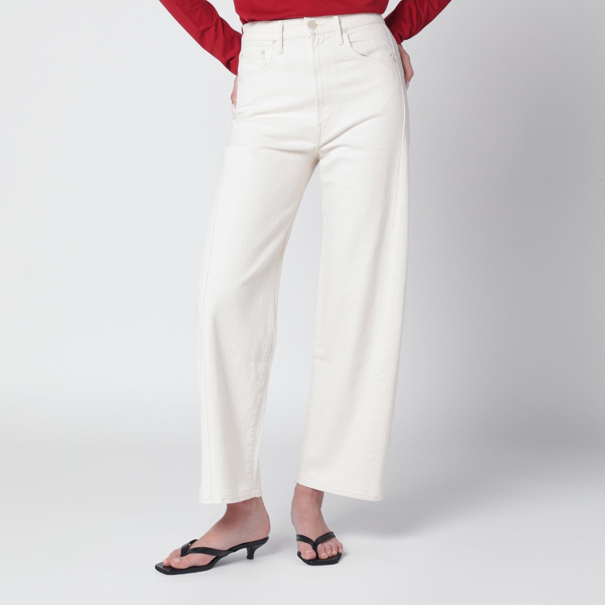 Mother The Half-Pipe Wide Jeans White