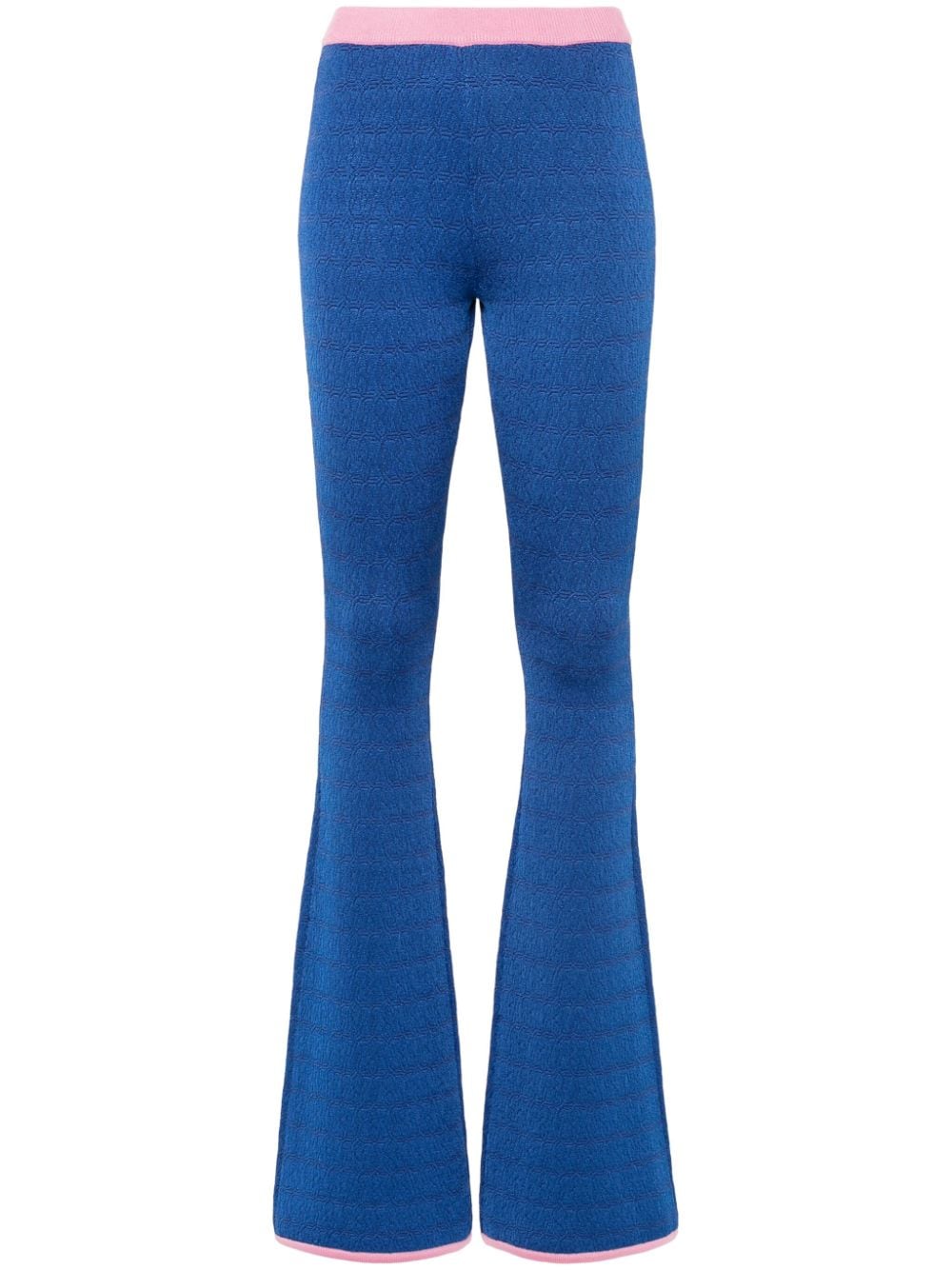 Bally Flared Jacquard Knit Trousers Blue