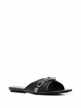 Balenciaga Cagole Low-Heel Leather Sandals Black