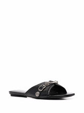 Balenciaga Cagole Low-Heel Leather Sandals Black