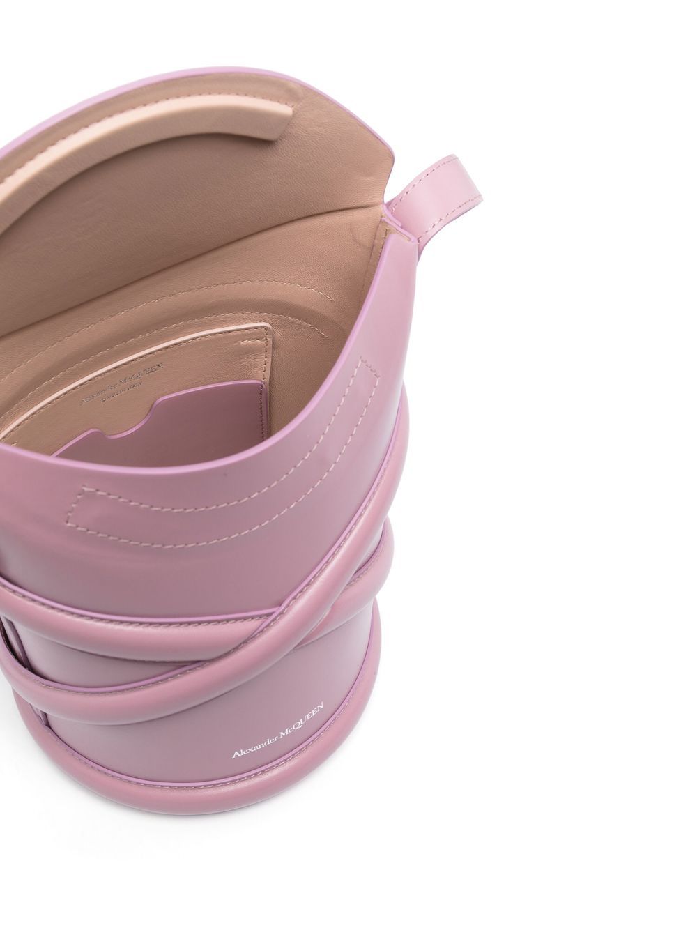 The Curve Leather Crossbody Bucket Bag Pink