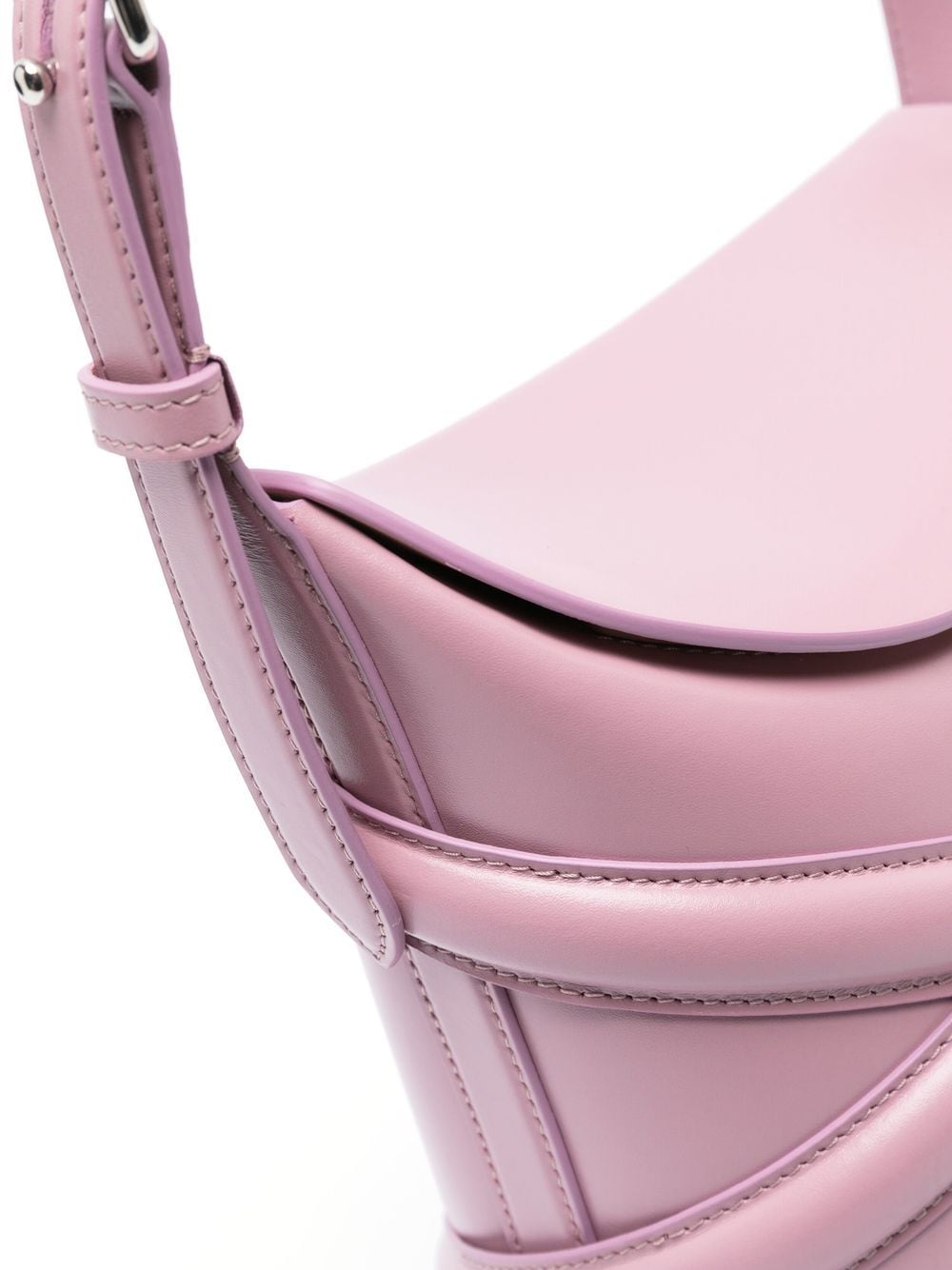 The Curve Leather Crossbody Bucket Bag Pink