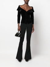 Norma Kamali Bardot-Neck Velvet Single-Breasted Jacket Black black