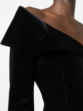 Norma Kamali Bardot-Neck Velvet Single-Breasted Jacket Black black