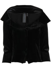 Norma Kamali Bardot-Neck Velvet Single-Breasted Jacket Black black