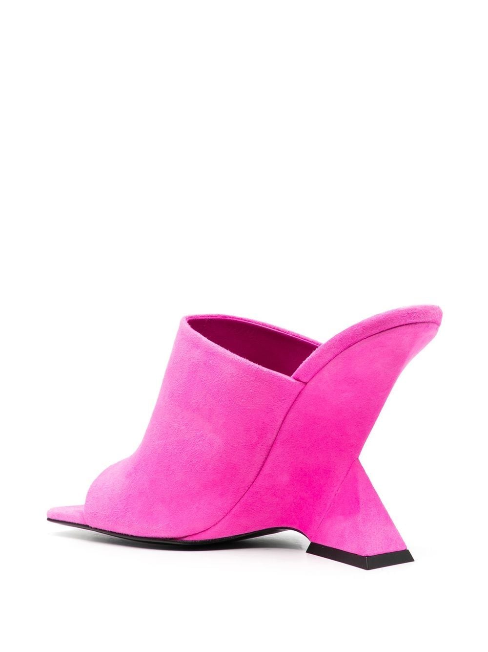 The Attico Cheope 105mm Square-Toe Suede Mules Fuchsia
