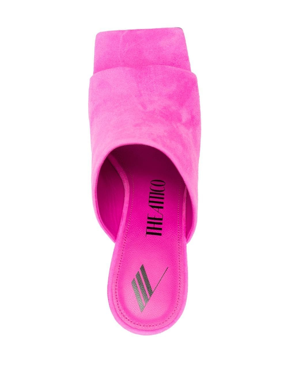 The Attico Cheope 105mm Square-Toe Suede Mules Fuchsia