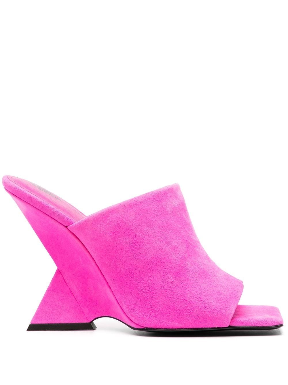 The Attico Cheope 105mm Square-Toe Suede Mules Fuchsia