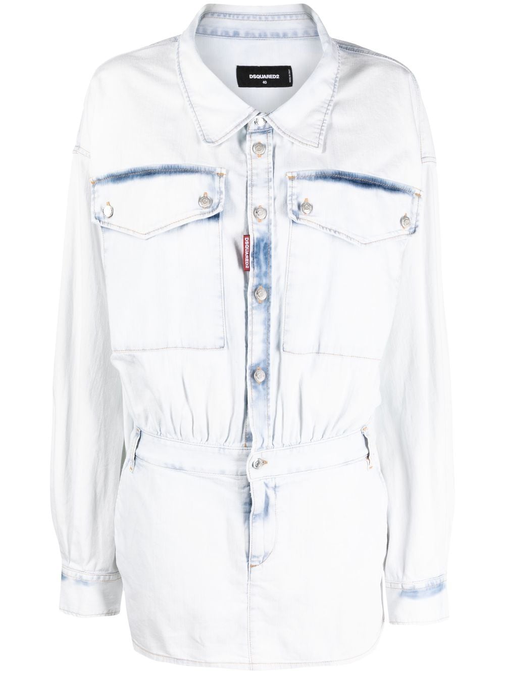 Dsquared2 Light Wash Denim Mini Dress Clear Blue